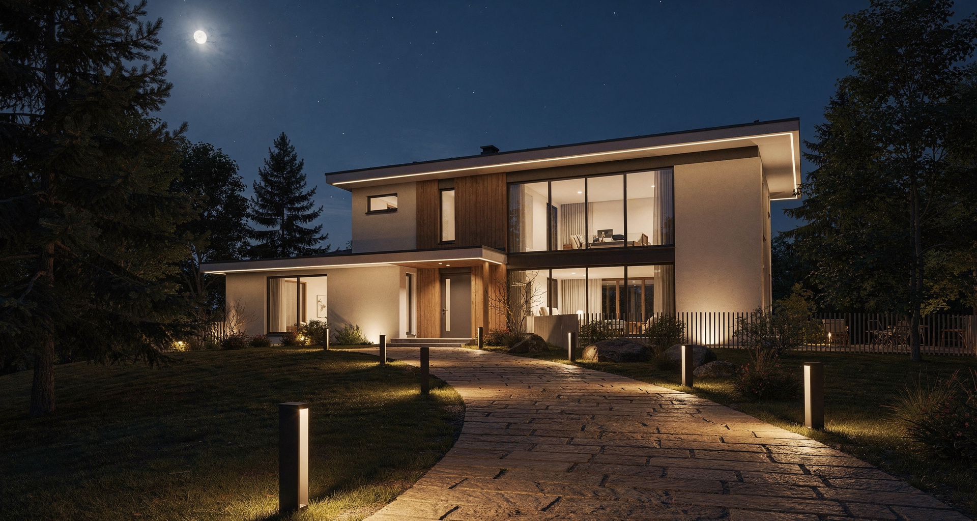 dusk view of a luxury Milton home exterior