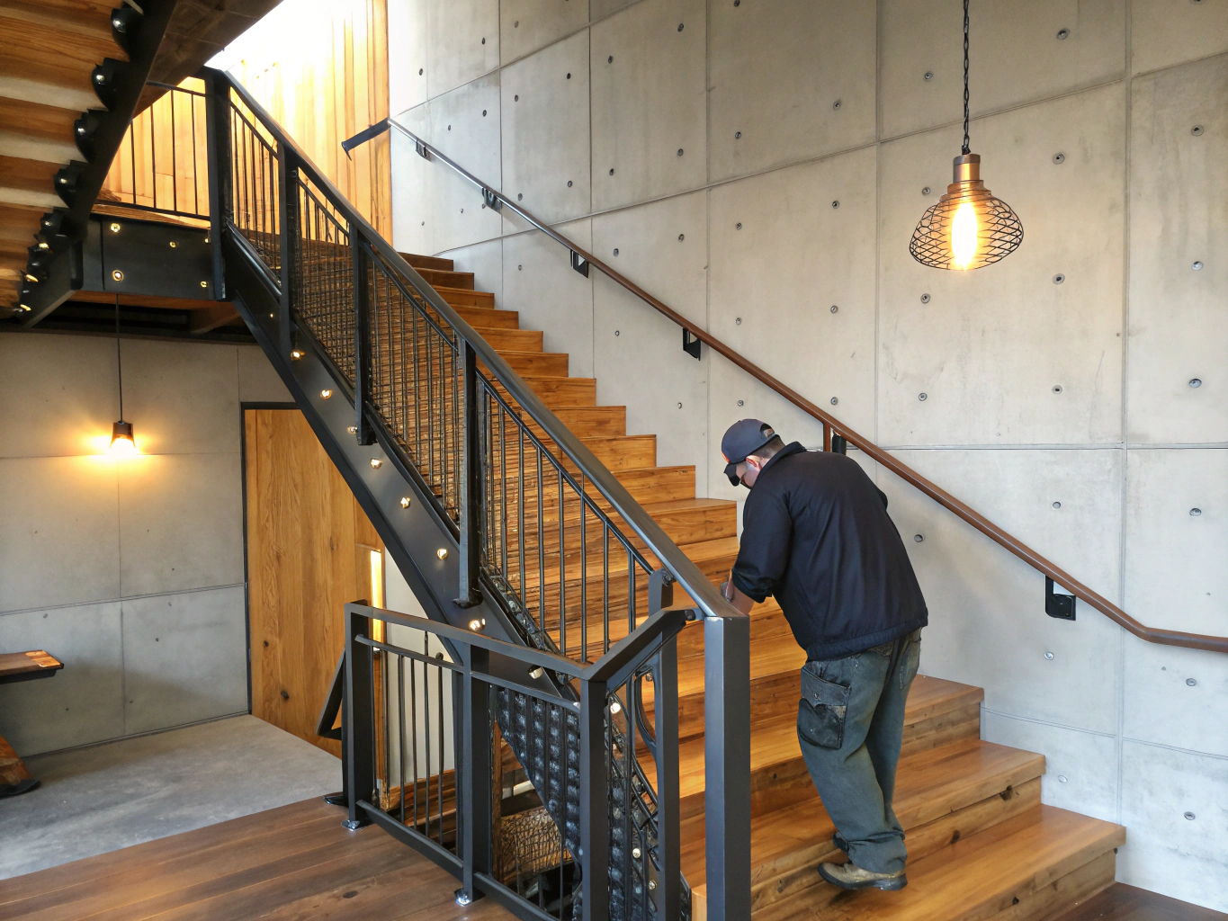 Representative architectural millwork and architectural floating staircase design