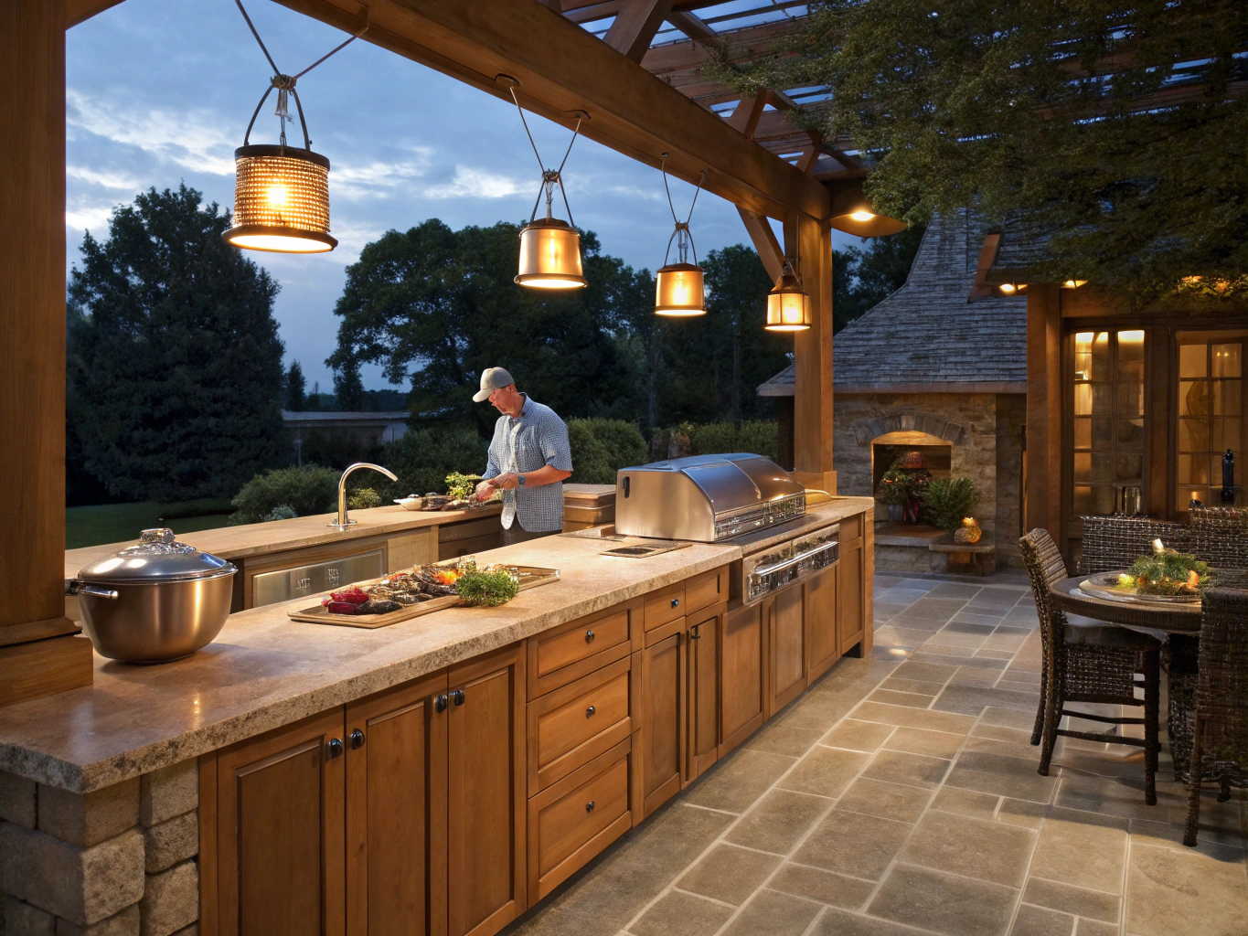 Representative luxury kitchen renovation style with custom cabinetry and quartzite countertops
